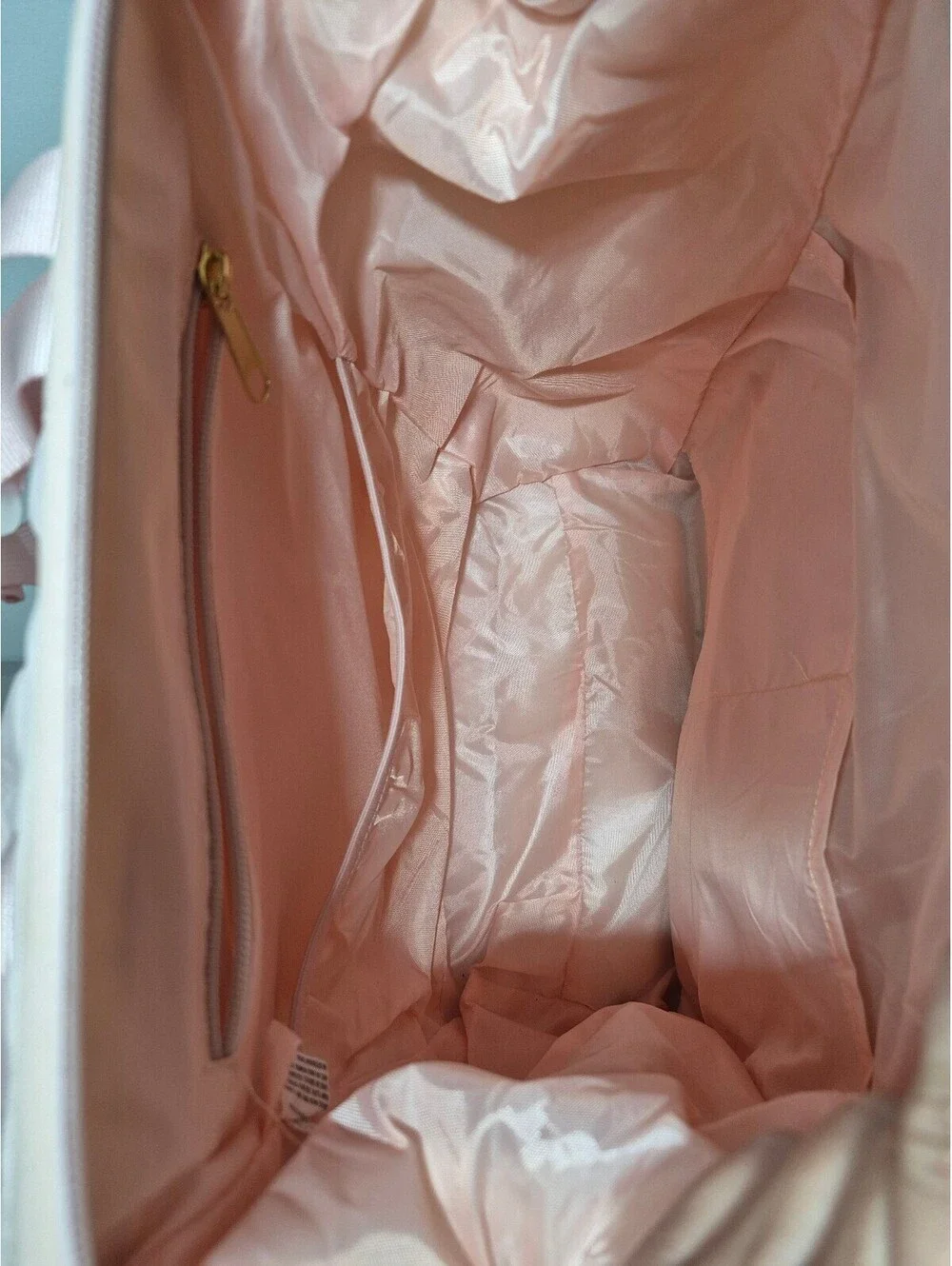 Baby Essentials Pink Diaper Bag Backpack Insulated Bottle Pockets Gold Tone